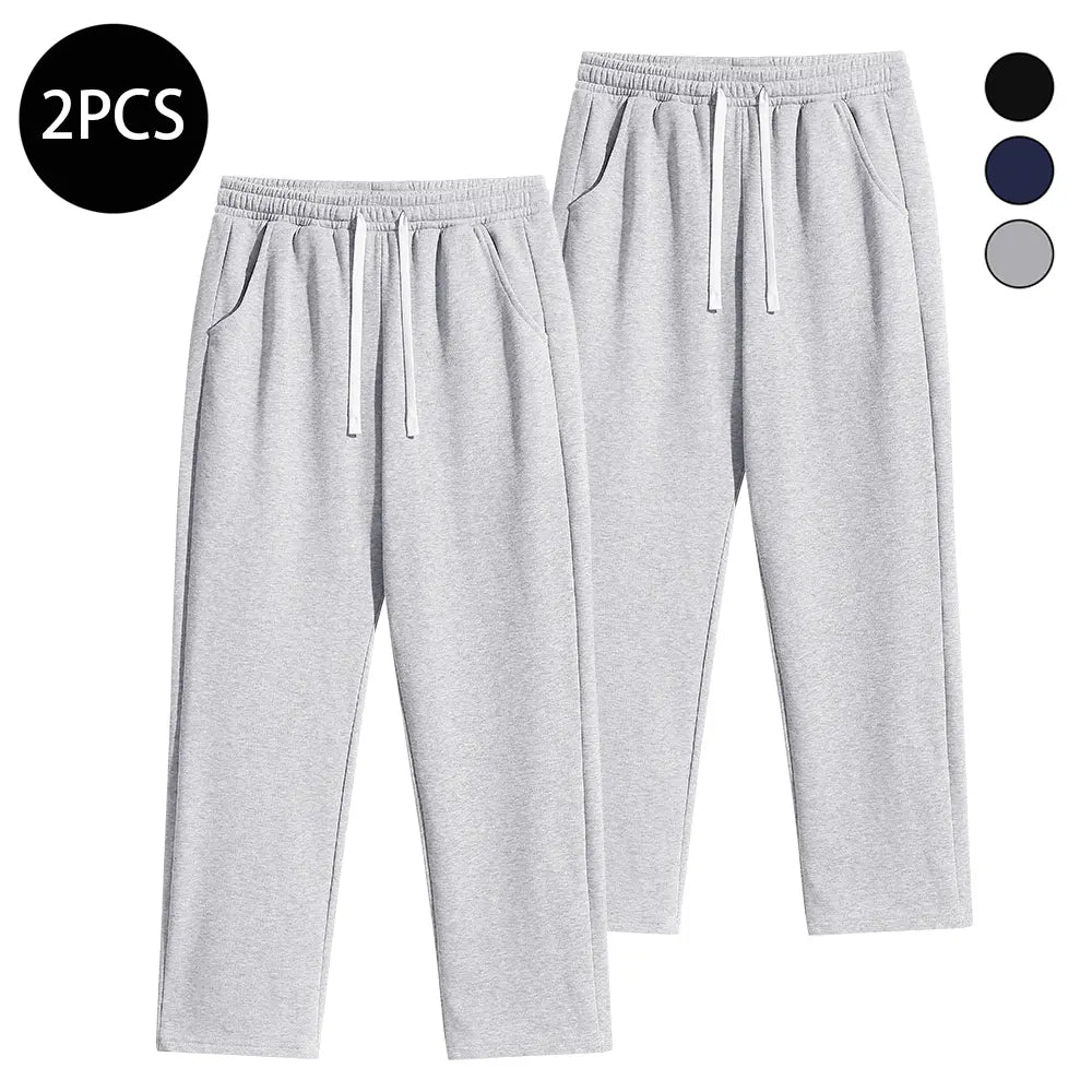 Men'S 3PCS Regular Fit Solid Color Casual Athletic Joggers - Drawstring Waistband, Pocket Design, Warm Polyester, Autumn Winter, Mens Clothing, Easy Men'S Pants, Grey Sweat Pants, Essential Sweatpants, Streetwear Clothing,Father'Sdaygifts
