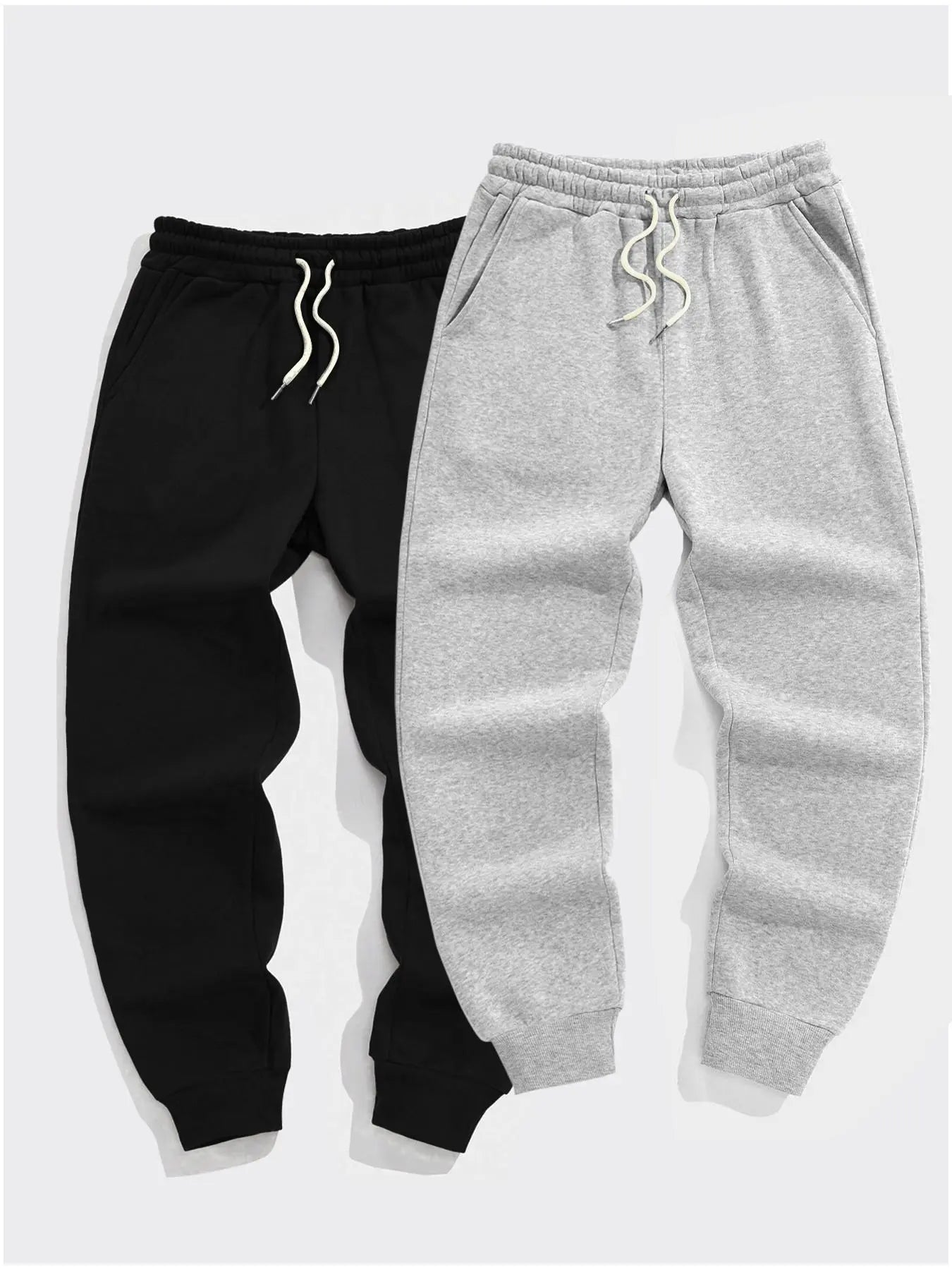 Men'S Plain Pocket Drawstring Waist Pants, Casual Comfortable Regular Fit Jogger Pants for Gym Workout Running, Men'S Spring & Fall Trousers