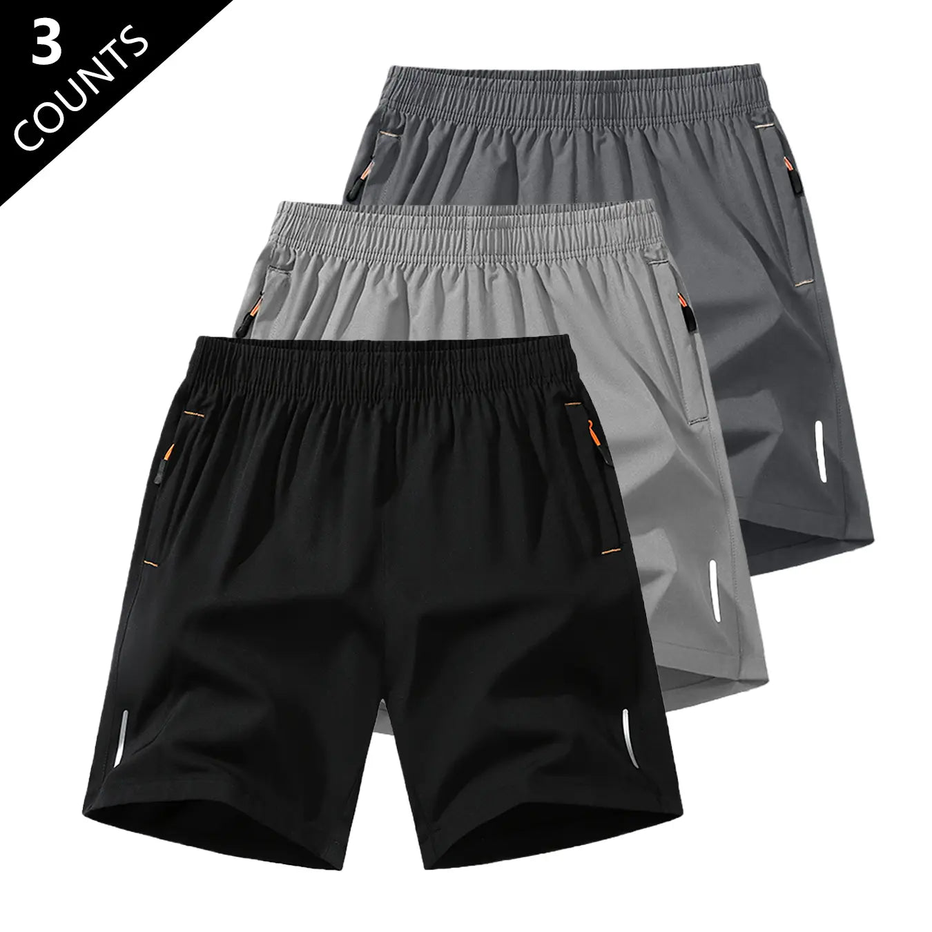 Men’S Solid-Color Shorts with Zippered Pockets — Summer Casual, Comfortable, Breathable Shorts Made from a 97% Polyester + 3% Spandex Blend; Men’S Bottoms for Everyday Wear, Tropical Beige Color, Multiple Specifications Available.