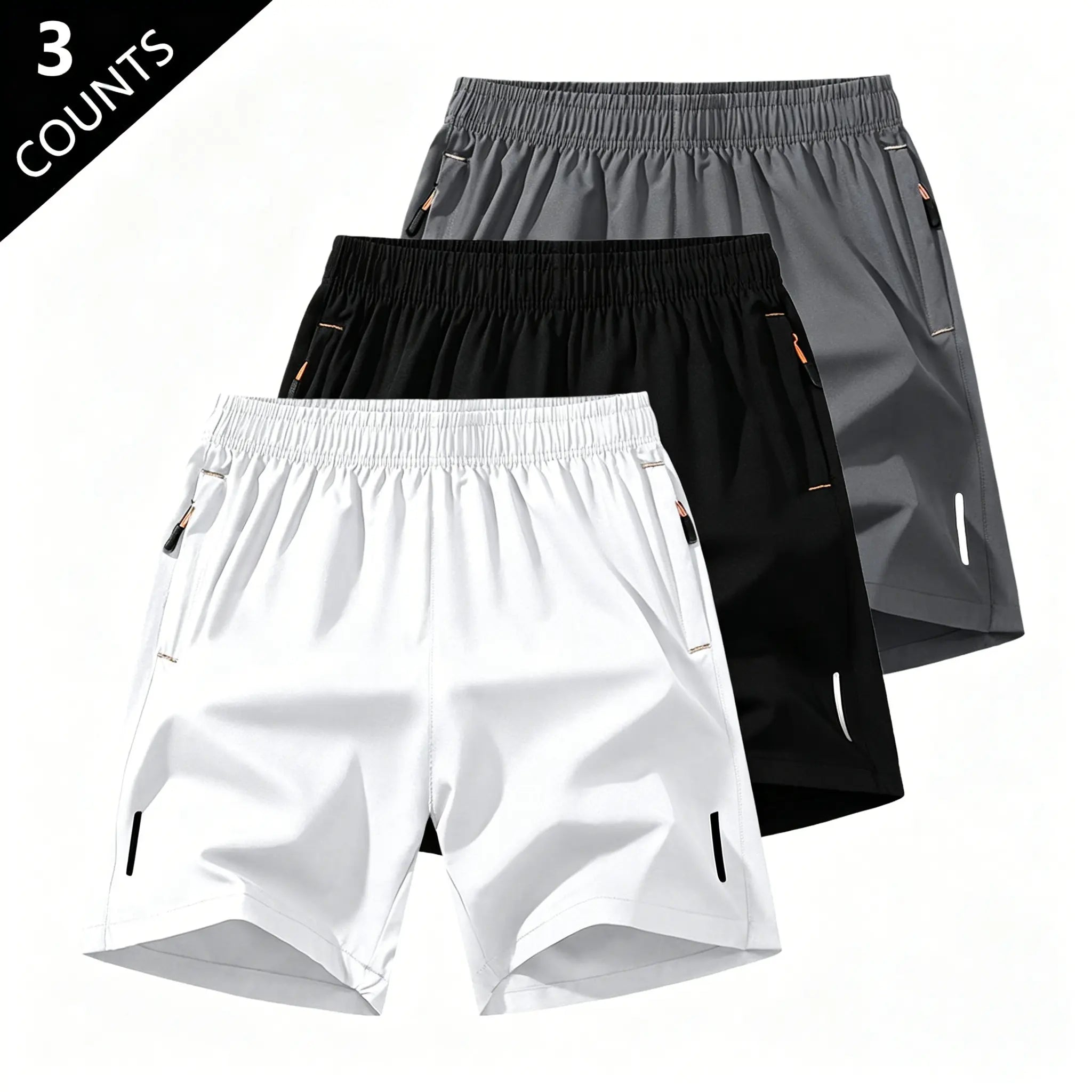 Men’S Solid-Color Shorts with Zippered Pockets — Summer Casual, Comfortable, Breathable Shorts Made from a 97% Polyester + 3% Spandex Blend; Men’S Bottoms for Everyday Wear, Tropical Beige Color, Multiple Specifications Available.