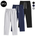 Men'S 3PCS Regular Fit Solid Color Casual Athletic Joggers - Drawstring Waistband, Pocket Design, Warm Polyester, Autumn Winter, Mens Clothing, Easy Men'S Pants, Grey Sweat Pants, Essential Sweatpants, Streetwear Clothing,Father'Sdaygifts