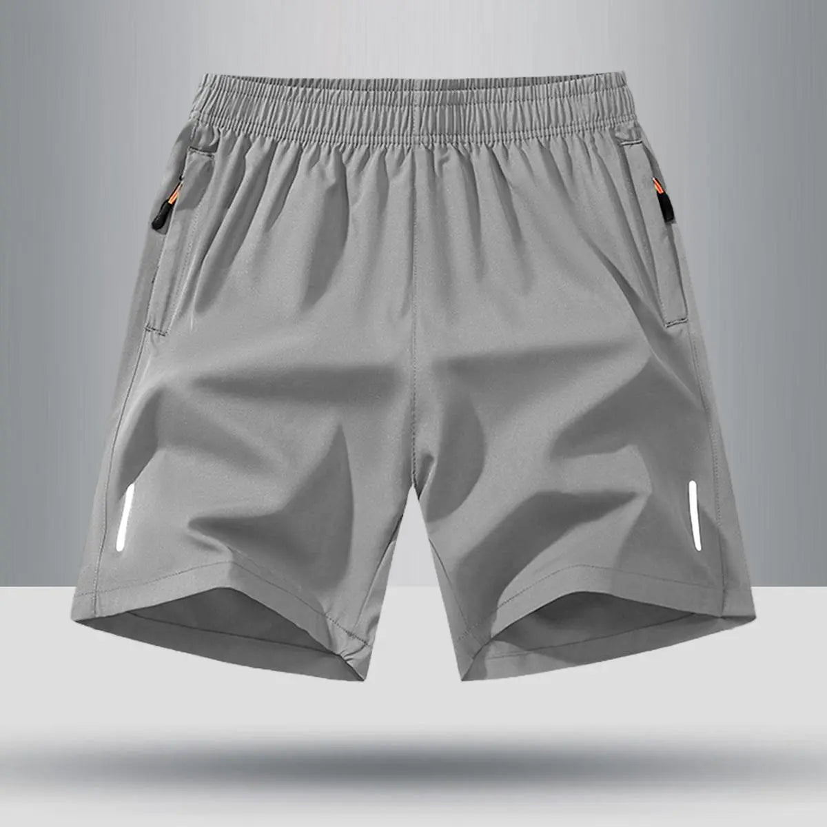 Men’S Solid-Color Shorts with Zippered Pockets — Summer Casual, Comfortable, Breathable Shorts Made from a 97% Polyester + 3% Spandex Blend; Men’S Bottoms for Everyday Wear, Tropical Beige Color, Multiple Specifications Available.