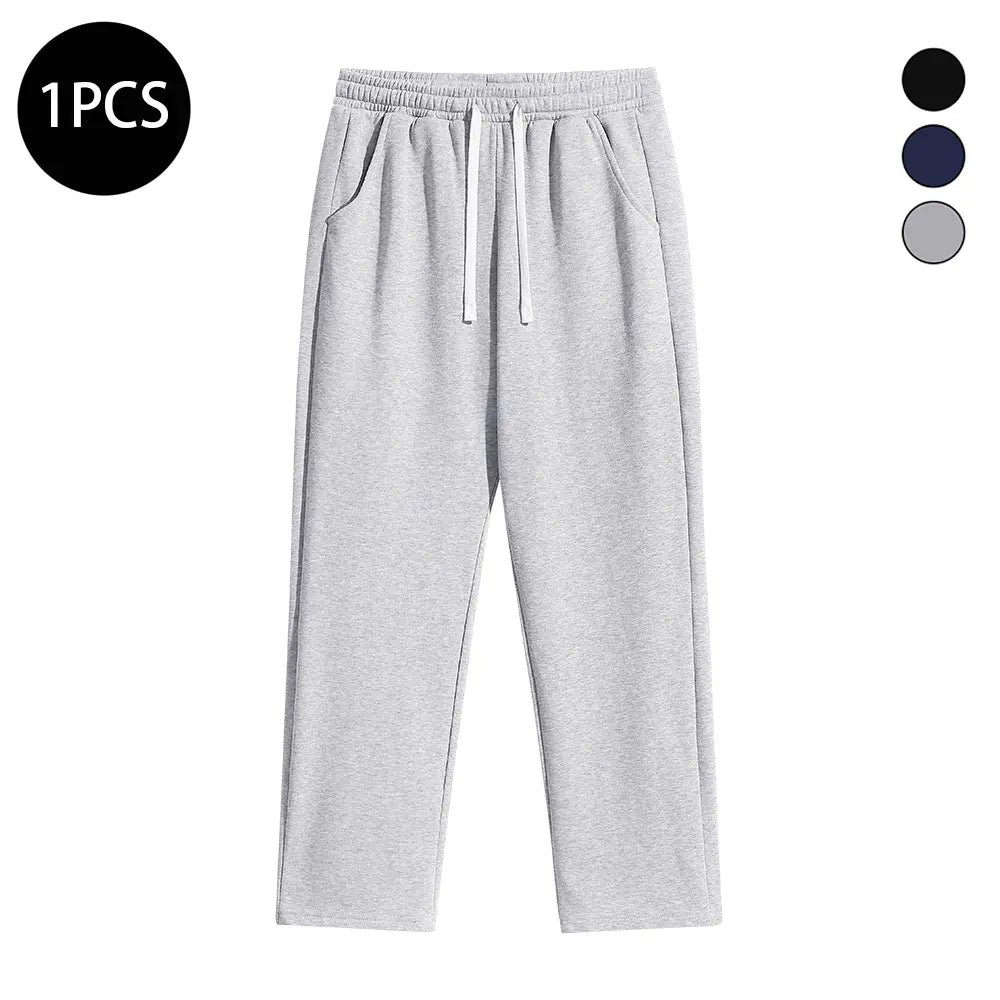 Men'S 3PCS Regular Fit Solid Color Casual Athletic Joggers - Drawstring Waistband, Pocket Design, Warm Polyester, Autumn Winter, Mens Clothing, Easy Men'S Pants, Grey Sweat Pants, Essential Sweatpants, Streetwear Clothing,Father'Sdaygifts