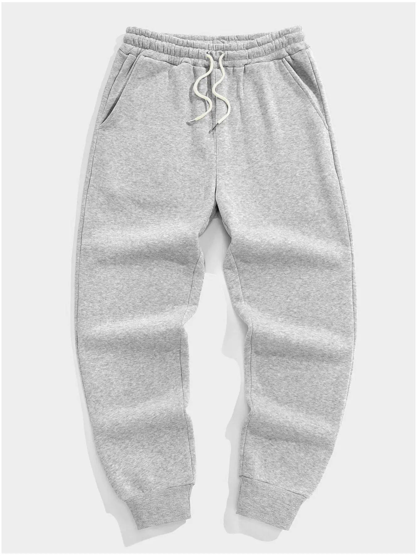 Men'S Plain Pocket Drawstring Waist Pants, Casual Comfortable Regular Fit Jogger Pants for Gym Workout Running, Men'S Spring & Fall Trousers