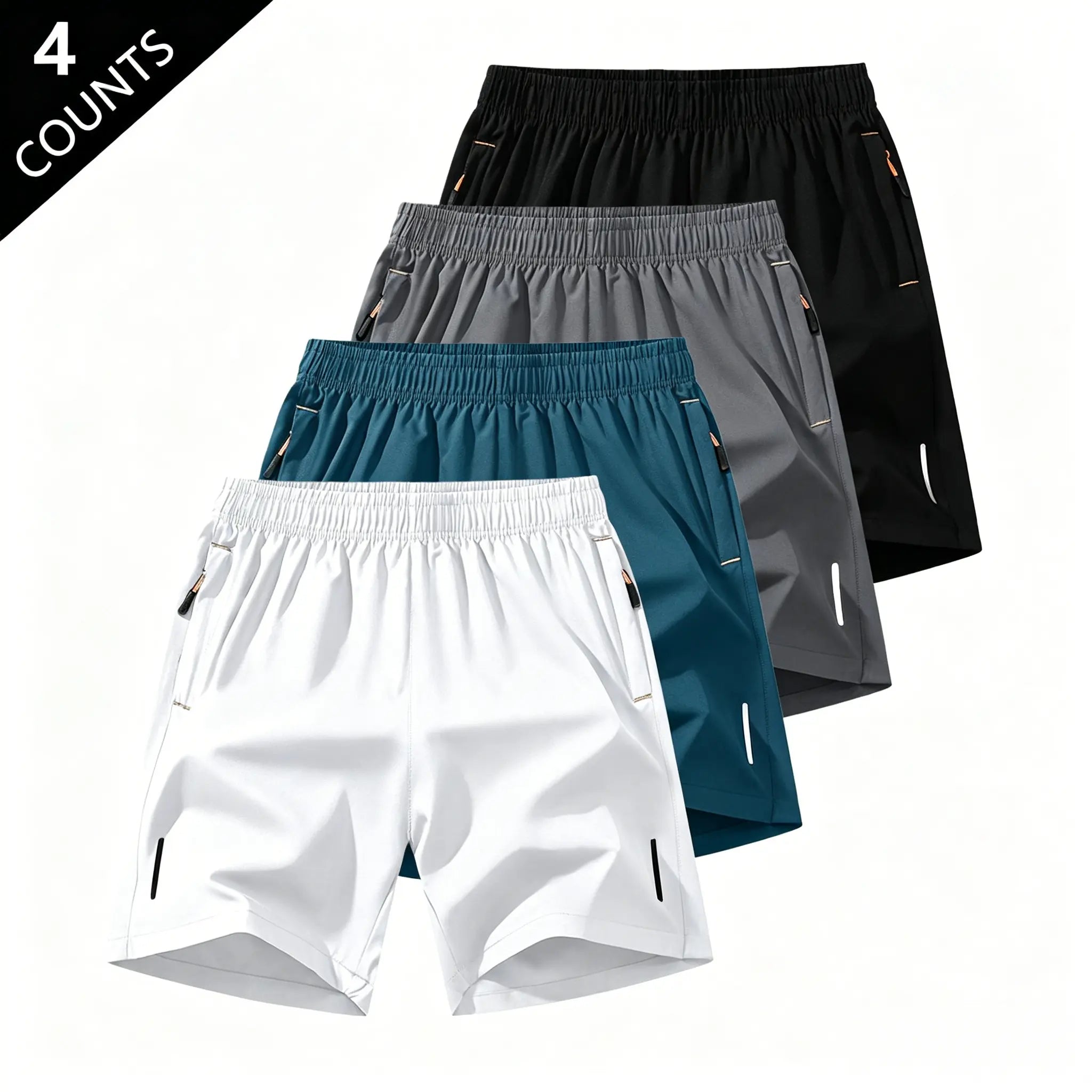 Men’S Solid-Color Shorts with Zippered Pockets — Summer Casual, Comfortable, Breathable Shorts Made from a 97% Polyester + 3% Spandex Blend; Men’S Bottoms for Everyday Wear, Tropical Beige Color, Multiple Specifications Available.