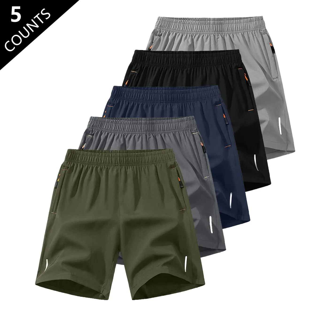 Men’S Solid-Color Shorts with Zippered Pockets — Summer Casual, Comfortable, Breathable Shorts Made from a 97% Polyester + 3% Spandex Blend; Men’S Bottoms for Everyday Wear, Tropical Beige Color, Multiple Specifications Available.