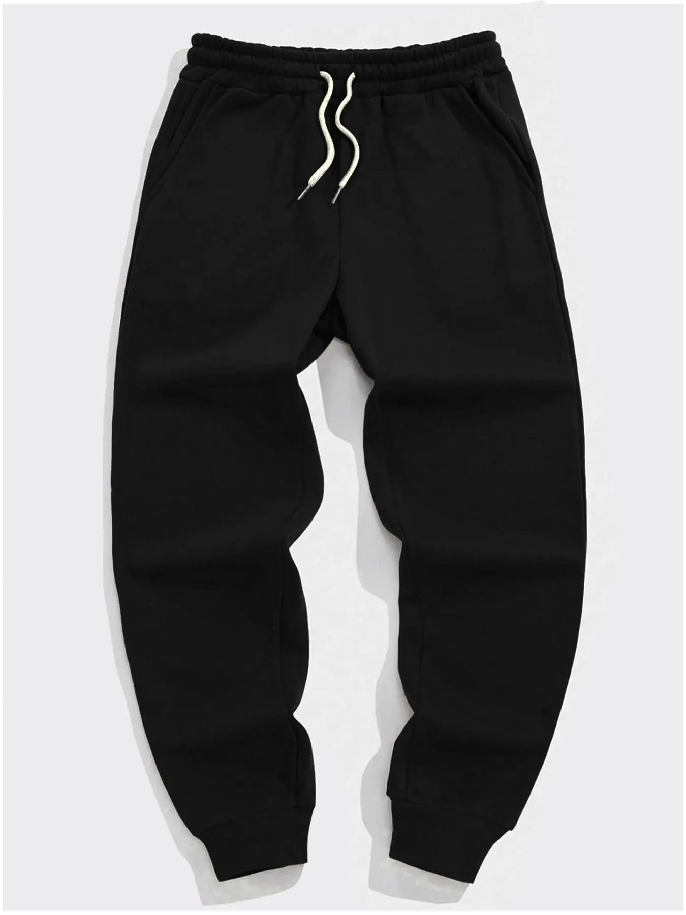 Men'S Plain Pocket Drawstring Waist Pants, Casual Comfortable Regular Fit Jogger Pants for Gym Workout Running, Men'S Spring & Fall Trousers