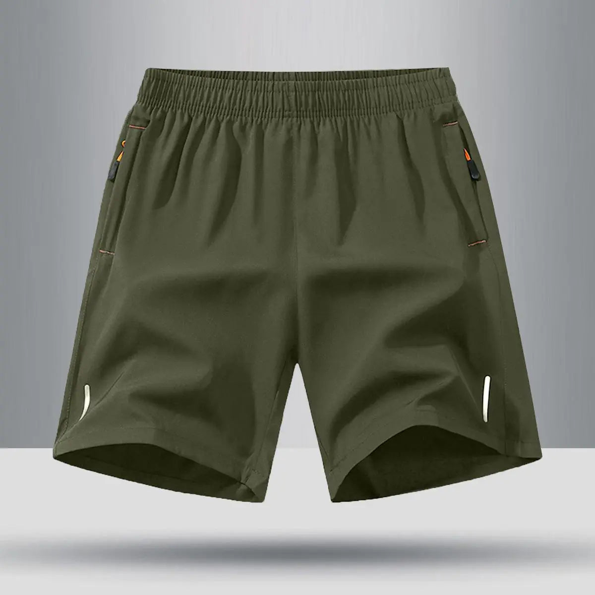 Men’S Solid-Color Shorts with Zippered Pockets — Summer Casual, Comfortable, Breathable Shorts Made from a 97% Polyester + 3% Spandex Blend; Men’S Bottoms for Everyday Wear, Tropical Beige Color, Multiple Specifications Available.